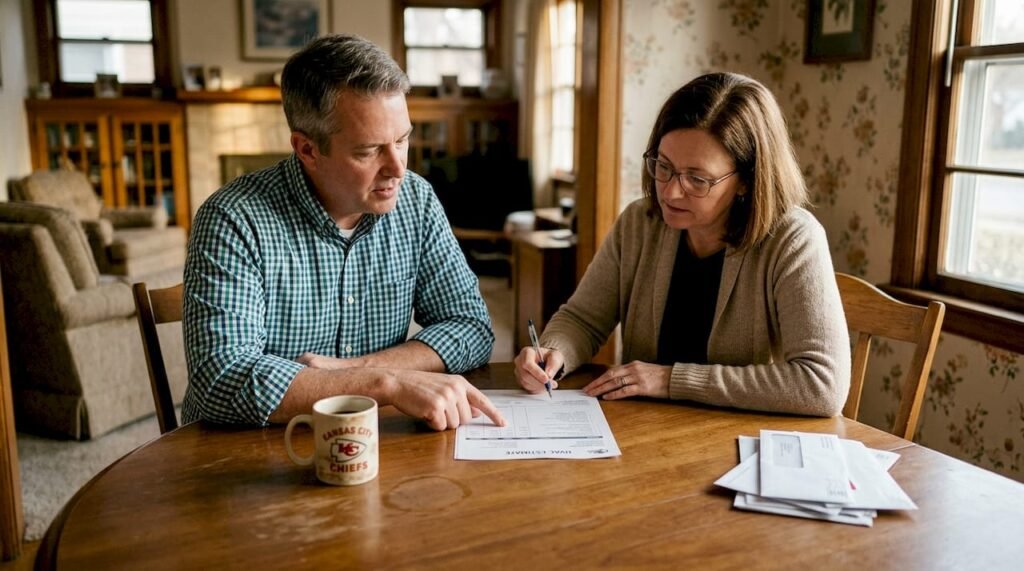 Kansas City homeowners reviewing HVAC estimate printout