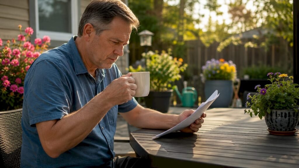 Homeowner reviewing HVAC financing paperwork