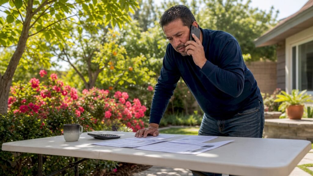 Homeowner reviewing emergency HVAC financing options